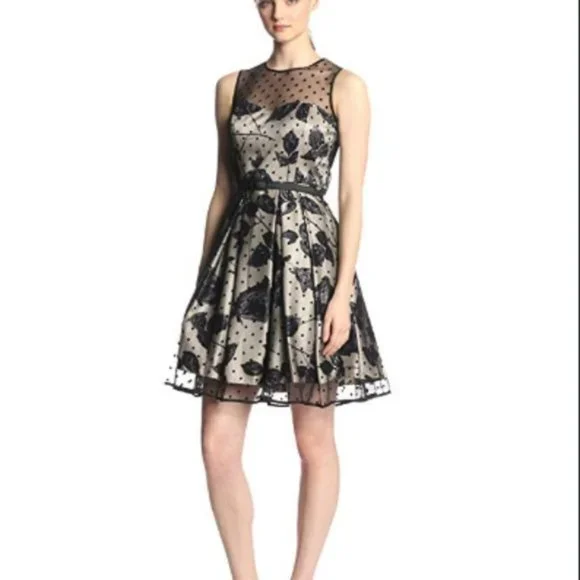 Eliza J | Dresses | Eliza J Womens Floral Mesh Midi Cocktail Dress White  And Black Size 6 | Poshmark